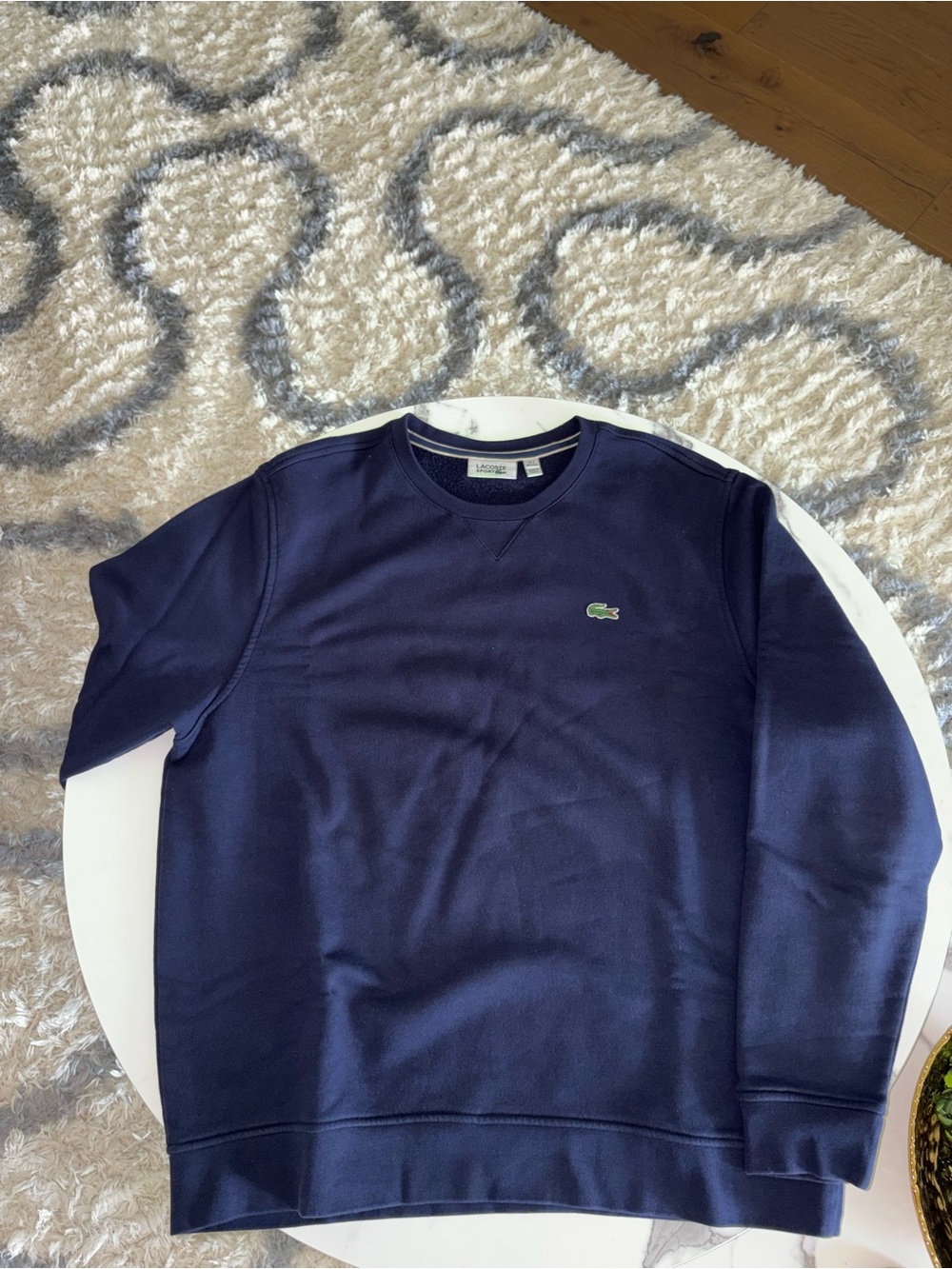 Lacoste Navy Blue Crewneck Sweatshirt with Green Crocodile